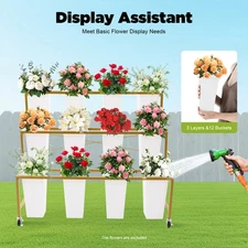 3 Tier Flower Plant Stand Rack, Flower Display Stand With 12 Buckets