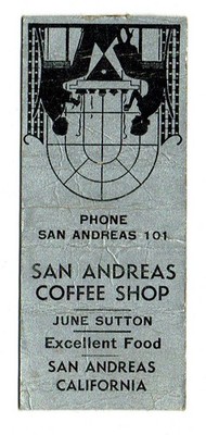 San Andreas Coffee Shop California Vintage Matchbook Cover