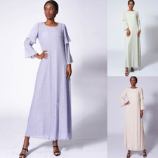 Kaftan Women Chiffon Maxi Dress Evening Party Wrinkle Abaya Dresses Casual Gown