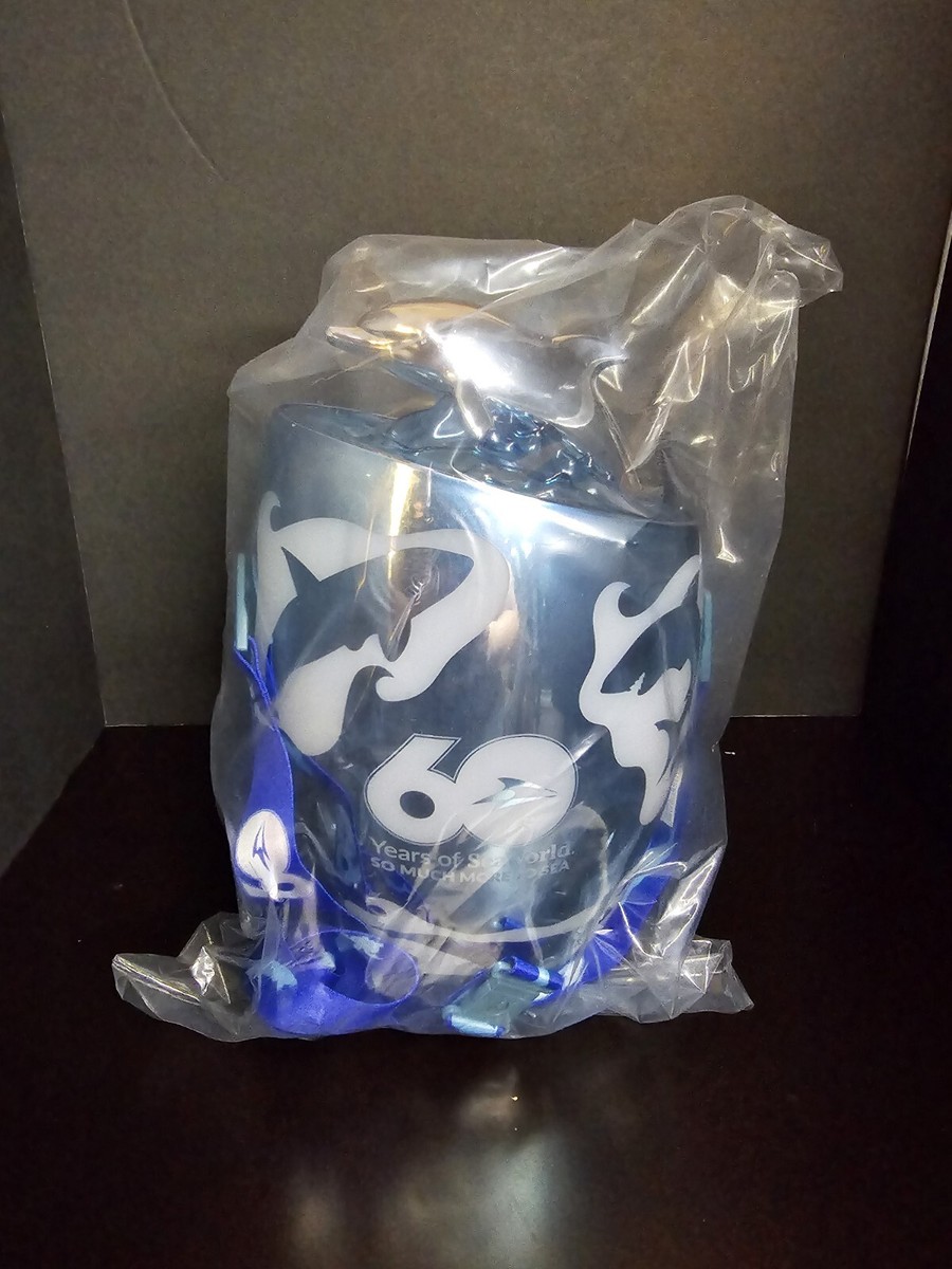 SeaWorld 60th Anniversary Chrome Dolphin Light Up Souvenir Popcorn