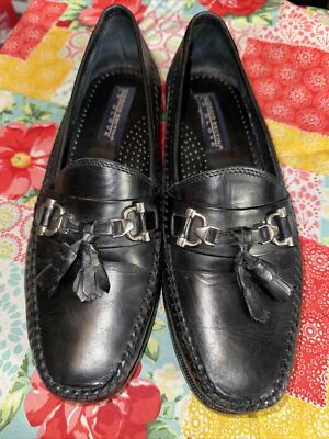 Giorgio Brutini Le Glove Sz 1/2 Black Leather Bit Loafer w/Tassels