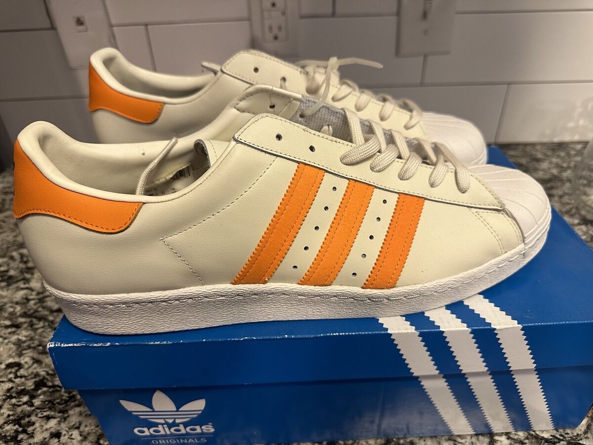 Rare Adidas Superstar 80's S75842 Cream With Orange Stripe Rare Adidas Superstar 80's S75842 Cream With Orange Stripe