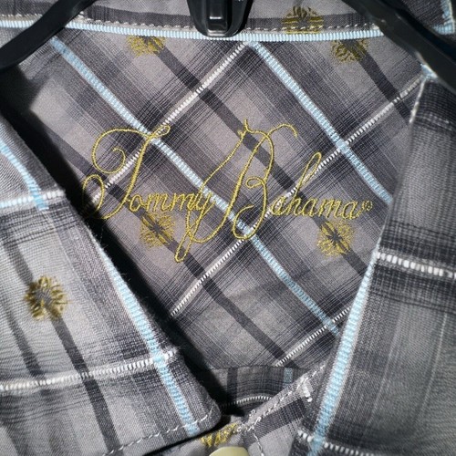 Camisa Tommy Bahama Para Hombres Grande Multicolor Tencel Campamento Geométrica En Todas Partes Hawaiana - Imagen 2 de 5