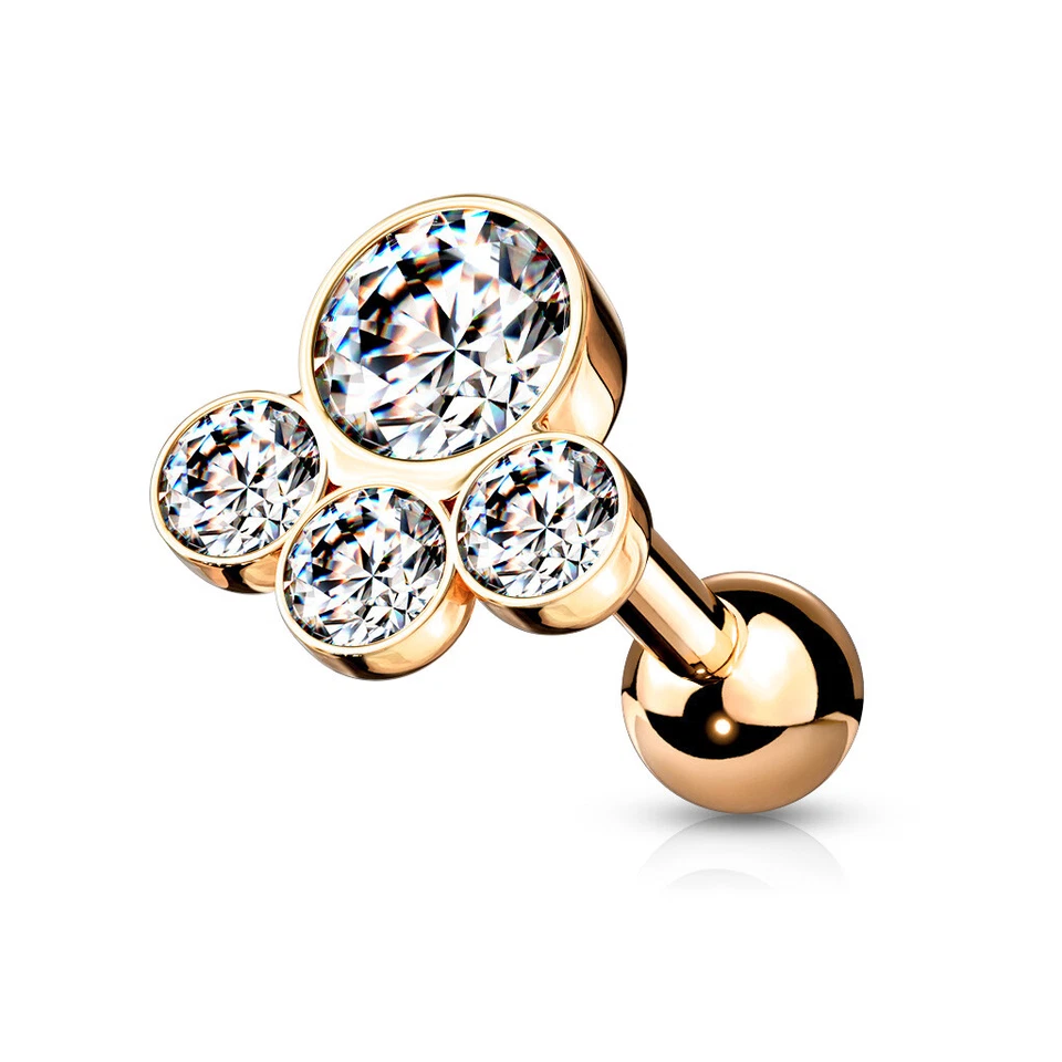 4 Round CZ Top Ear Cartilage Piercing Tragus Helix Barbell Studs 16G - Image 4 of 4