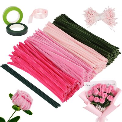 Pfeifenreiniger Bastelset - 500 Stück Mit Blumendraht & Zubehör