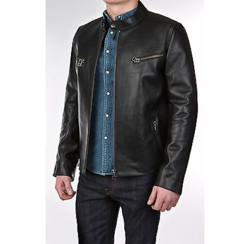 EDWIN TROPHY LEATHER JACKET, BLACK, M 