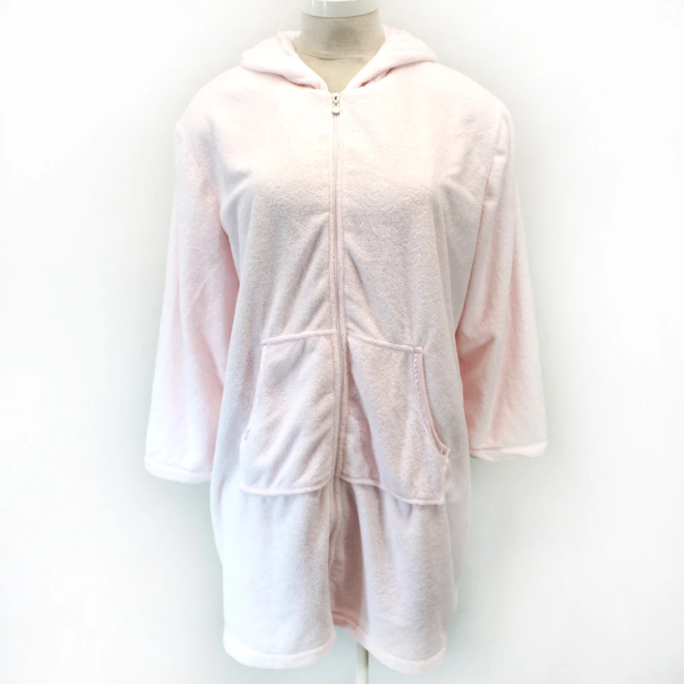 Cacique Rosa Absorbente Micro Acogedor Capucha Cremallera Felpa Bata Salón 26/28W Foto 2 de 4