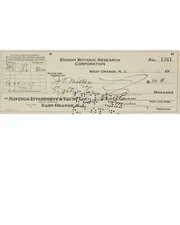 Thomas Edison Reprint Check with 8.50" x 11" Photo Free Top Loader
