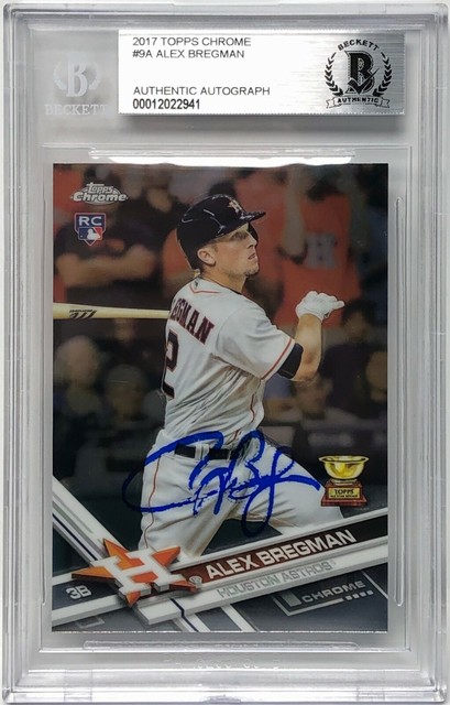 Alex Bregman Signed 2017 Topps Chrome Rookie Card RC Astros BAS 