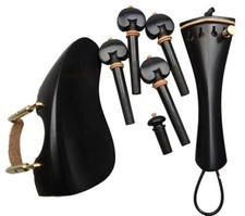 Ebony Wood 4/4 Violin Parts Accessories Fully Set well, Chinrest Tailpiece pegs