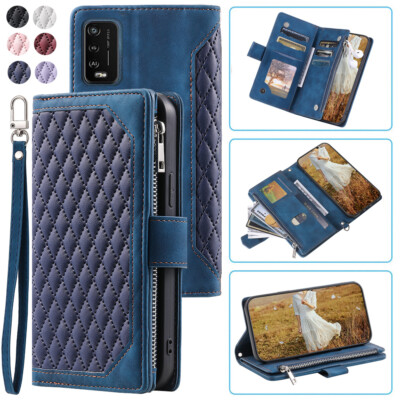 For Wiko Power U10 U20 Rhombic Wallet Case,Luxury Leather Zipper Flip Card Case
