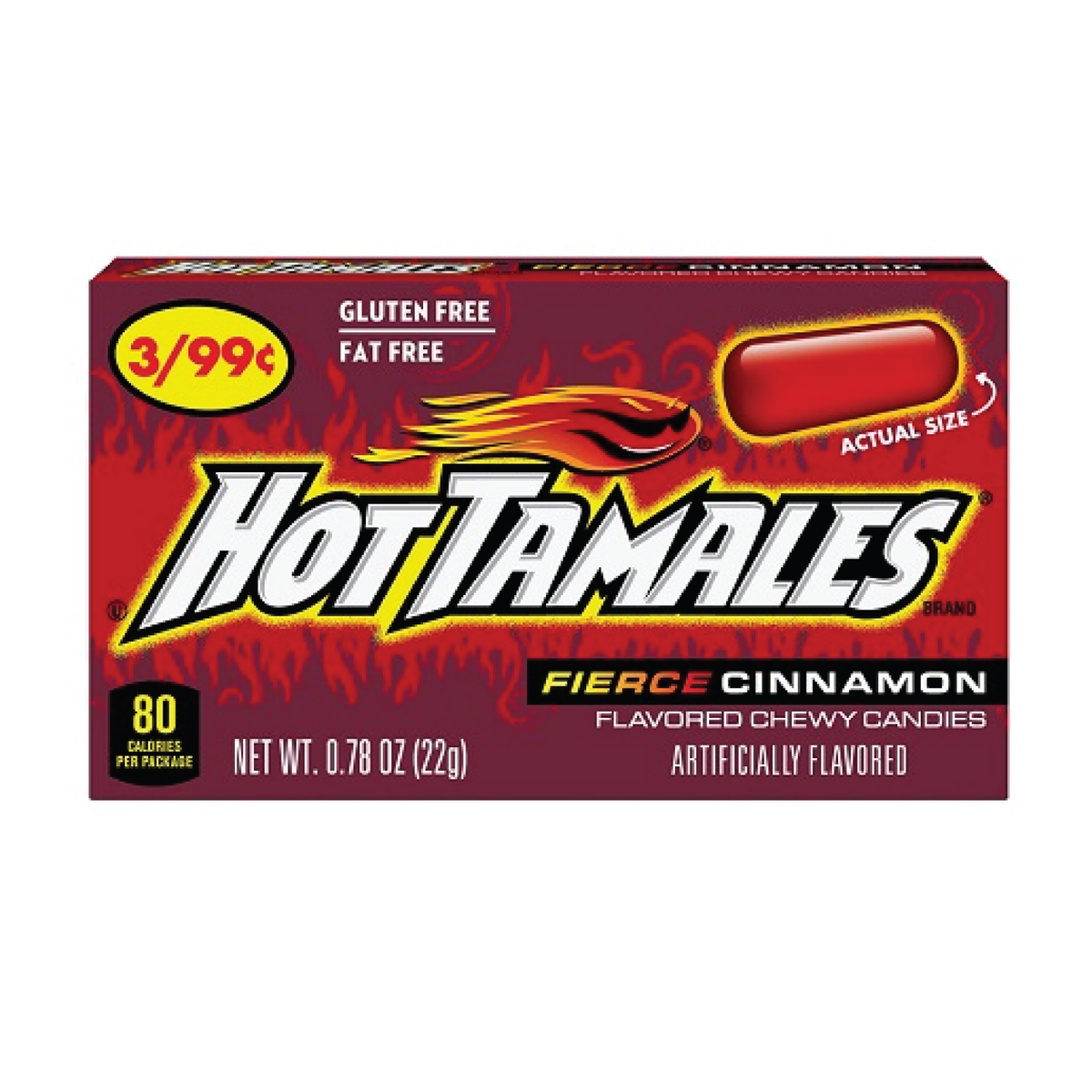 Full Box 24x Packs Hot Tamales Fierce Cinnamon Gluten Free Chewy