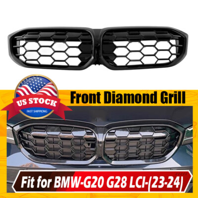 Gloss Black Front Kidney Grille For BMW G20 320i 330i M340i 2023-2024 (Vertical Billet)