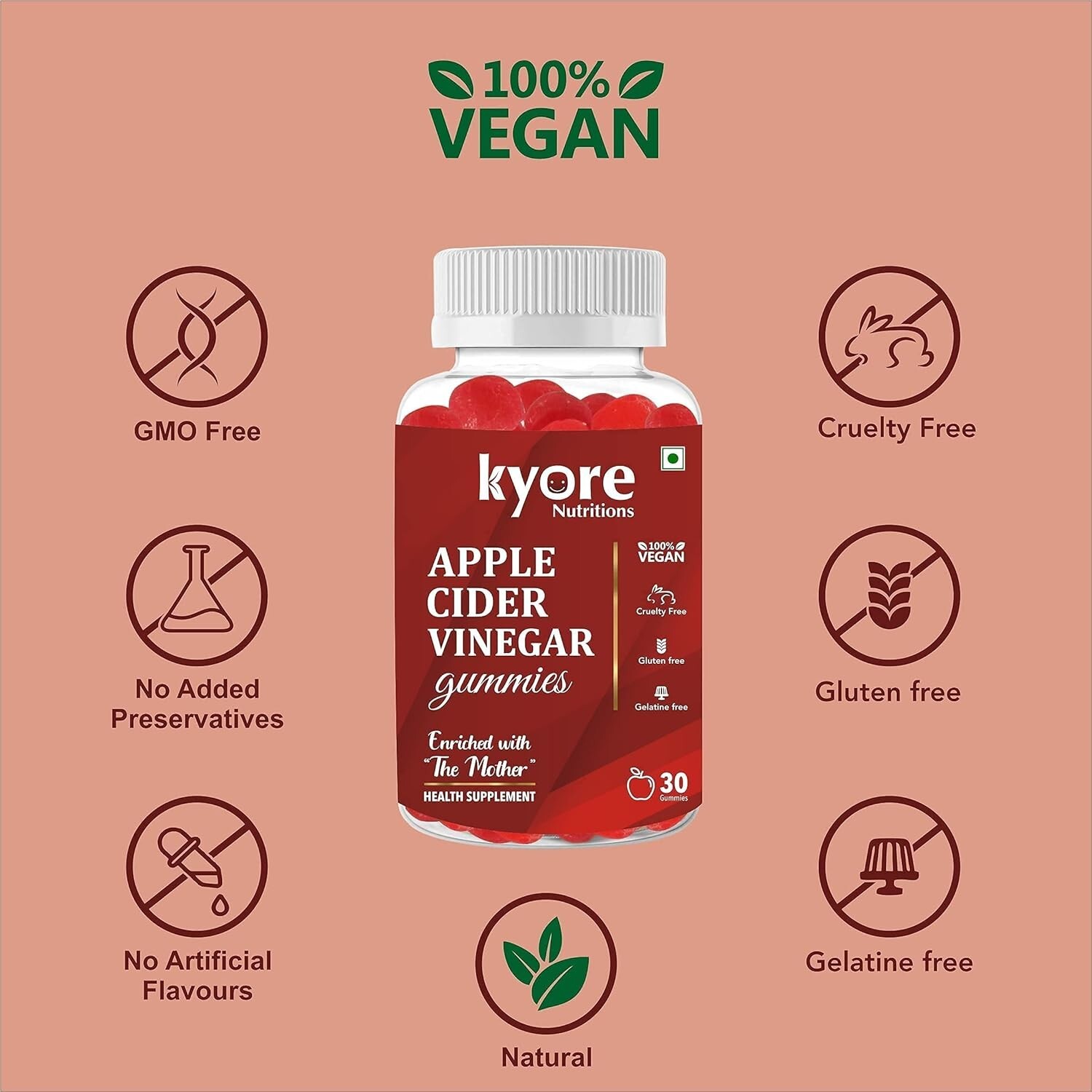 ACV Appetite Control Gummies, Improves Digestive and Gut Health, Boosts