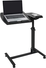 Mobile Laptop Stand Overbed Table Rolling Desk Cart Adjustable Sit-Stand Laptop