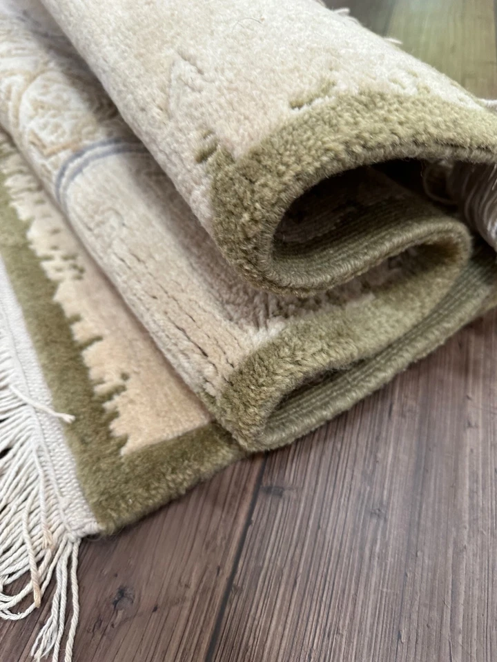 Modern Contemporary Handmade Nepalese Accent Rug, Neutral Colors, Thick Pile,3x4 - Image 2 of 4