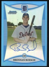 2008 Bowman Chrome Prospects Prospect Blue ReFractor /150 Brennan Boesch Auto RC