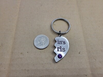 Broken Half Heart Vintage Keychain Key Chain Ring Tether Loop