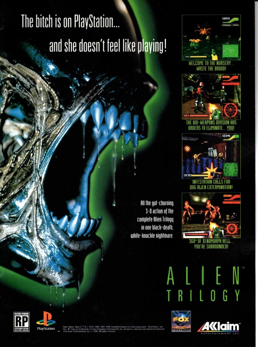 エイリアントリロジー　ゲーム販促ポスター①　1996年 A2サイズ Original 1996 Alien Trilogy Playstation Acclaim video game print
