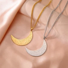 VASSAGO Moon Pendant Necklace for Couple Heart Stainless Steel Jewelry
