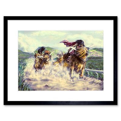 Gerahmter Wandkunstdruck Scottish Highland Cow Race 9 x 7 Zoll