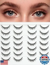 False Lashes Natural Eyelashes Short - 10mm Short Thick Natural Manga False E