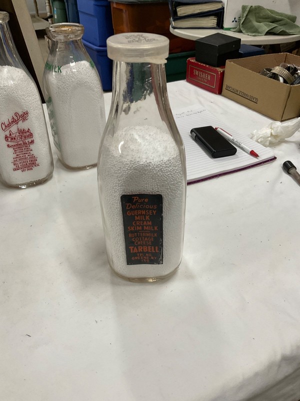 VINTAGE Quart Milk Bottle Tarbell Guernsey Farms Smithville Flats, New York.
