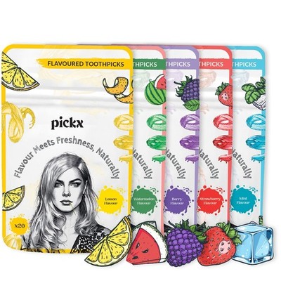 Aromatisierte Zahnstocher, 5er Pack, tolle Aromen, Holz Infused Picks