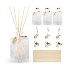 Glass Reed Diffusers Bottles for Home, Diffuser Bottles with 20PCS Reed Diffu...