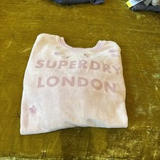 Superdry Ragged Pullover Sweatshirt Women Pink Cotton M Size