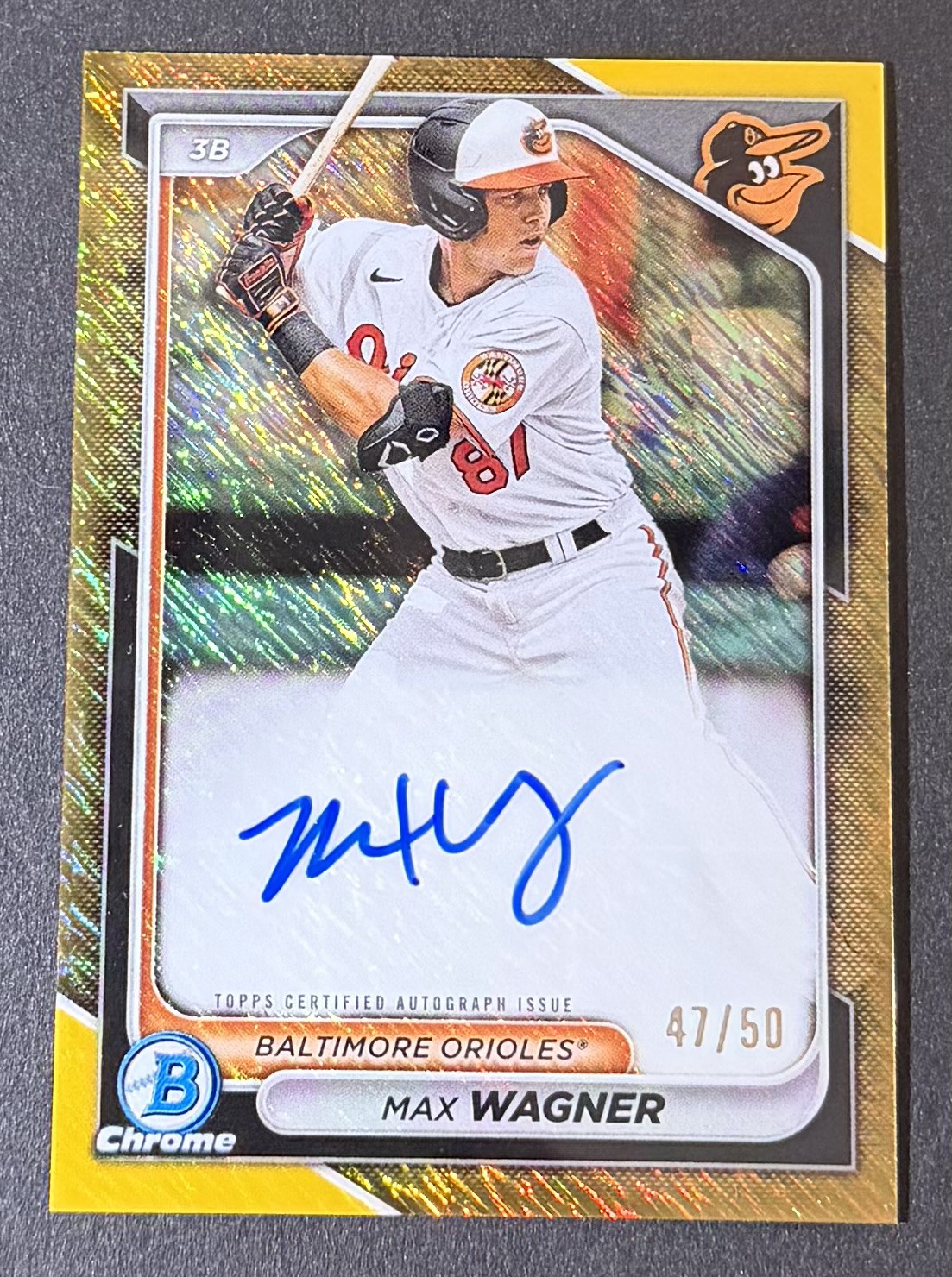 2024 Bowman Chrome #CPA-MW Max Wagner Gold Shimmer RC Rookie Refractor Auto /50