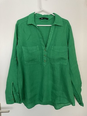 Leinen Bluse von Zara Gr.M Oversize