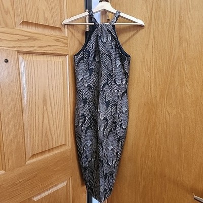 H&M Halter Dress Sleeveless Tapered Black Silver Gold Snake Print Size 4 | eBay H&M Halter Dress Sleeveless Tapered Black Silver Gold Snake Print Size 4 | eBay