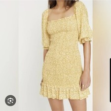Faithfull the Brand yellow smocked dress Boho Cottage Tea Party Baby Shower