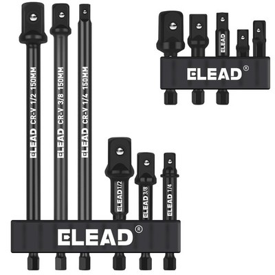 11-Piece Impact Socket Adapter Set, 1/4-Inch Hex Shank, 1/4'' 3/8'' 1/2'' Black 