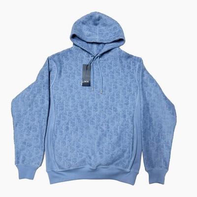 100 % AUTHENTISCH DIOR SCHRÄG BLAU HANDTUCH HOODIE GRÖSSE XXS XS XX-SMALL SWEATSHIRT