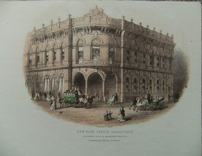 Banks & Co ''New Post Office, Harrogate'' alter Farbdruck Publ. von T. Hollins