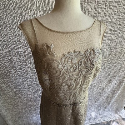 kay unger champagne dress Donna Column Gown Kay Unger
