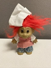 4" Pizza BBQ Chef Troll Red Hair Check Plaid Apron Denim Jeans Hat Vintage 90s