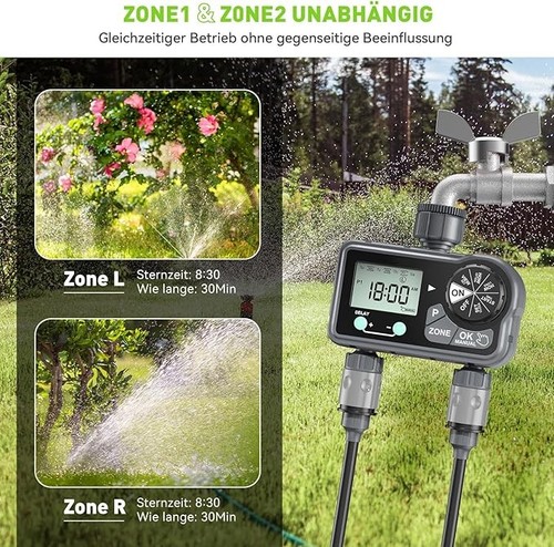 Timer Acqua 2 Uscite IP54 Impermeabile Programmabile Giardino Tubo Timer per Giardino - Foto 6 di 9