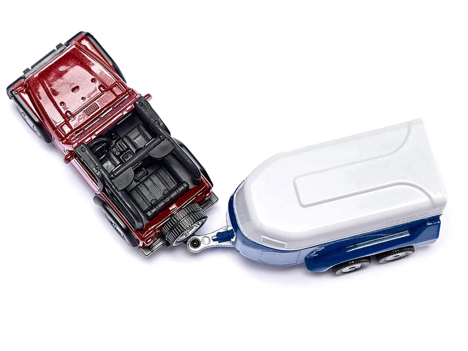 Jeep Red with Horse Trailer Blue and Horse Accessory Diecast Model by Siku - Image 3 of 4