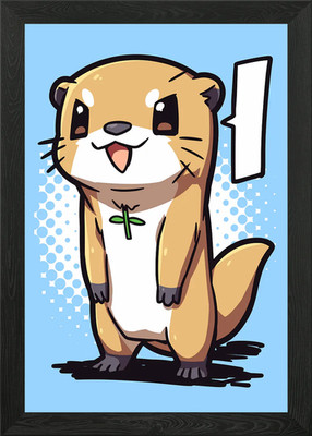 Niedlicher Otter Cartoon gerahmtes Wandbild Poster Leinwanddruck Bild