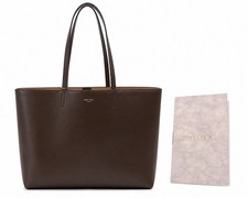 Jimmy Choo Brown Leather Tote Bag with Logo Accents & Brand Card