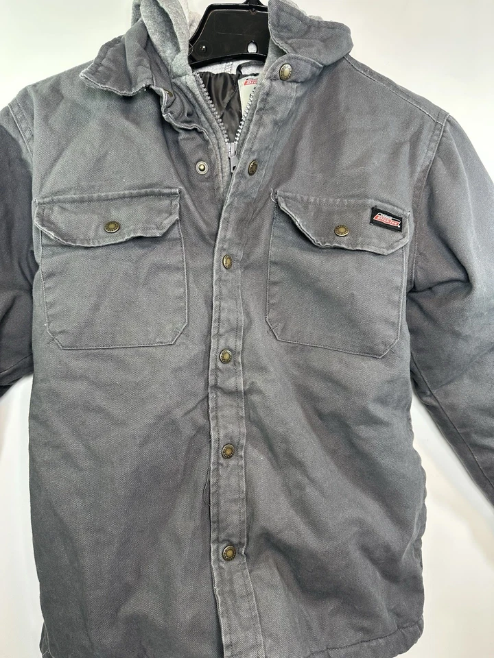 Abrigo Dickies con Capucha Tareas Niños Grande 10/12 Gris Chaqueta Granja Invierno Aire Libre Foto 3 de 4