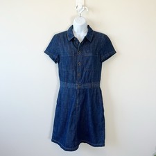 J. Crew Denim Mini Utility Dress 100% Cotton Pockets No Belt Country Boho Size 4
