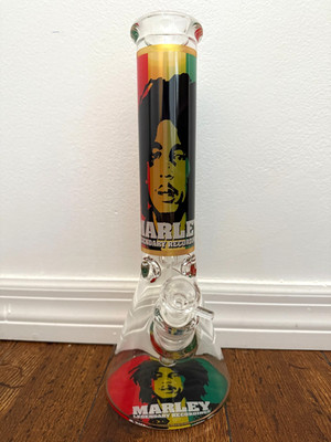 14  Premium Glass Water Pipe Thick Heavy Beaker Bottom Bob Marley 14mm