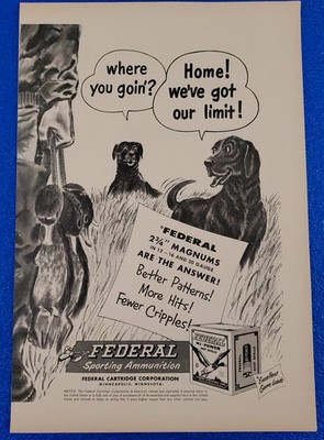 1956 FEDERAL HI-POWER GAME LOAD SHOTGUN SHELLS ORIGINAL FIREARM / AMMO PRINT AD