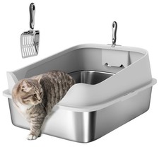 Katzentoilette Edelstahl Offene Katzenklo Katzentoilette mit Schaufel hohem Rand