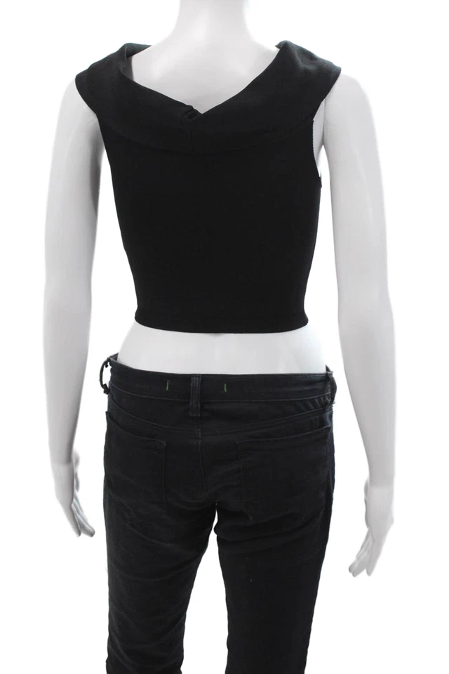 Olivaceous, Women Cropped Tank Black Mock Neck Rayon/Nylon Size S - Image 3 of 4