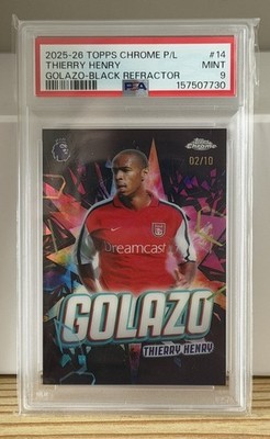 Thierry Henry Golazo Black Refractor 2/10 PSA 9 Topps Chrome PL 25-26